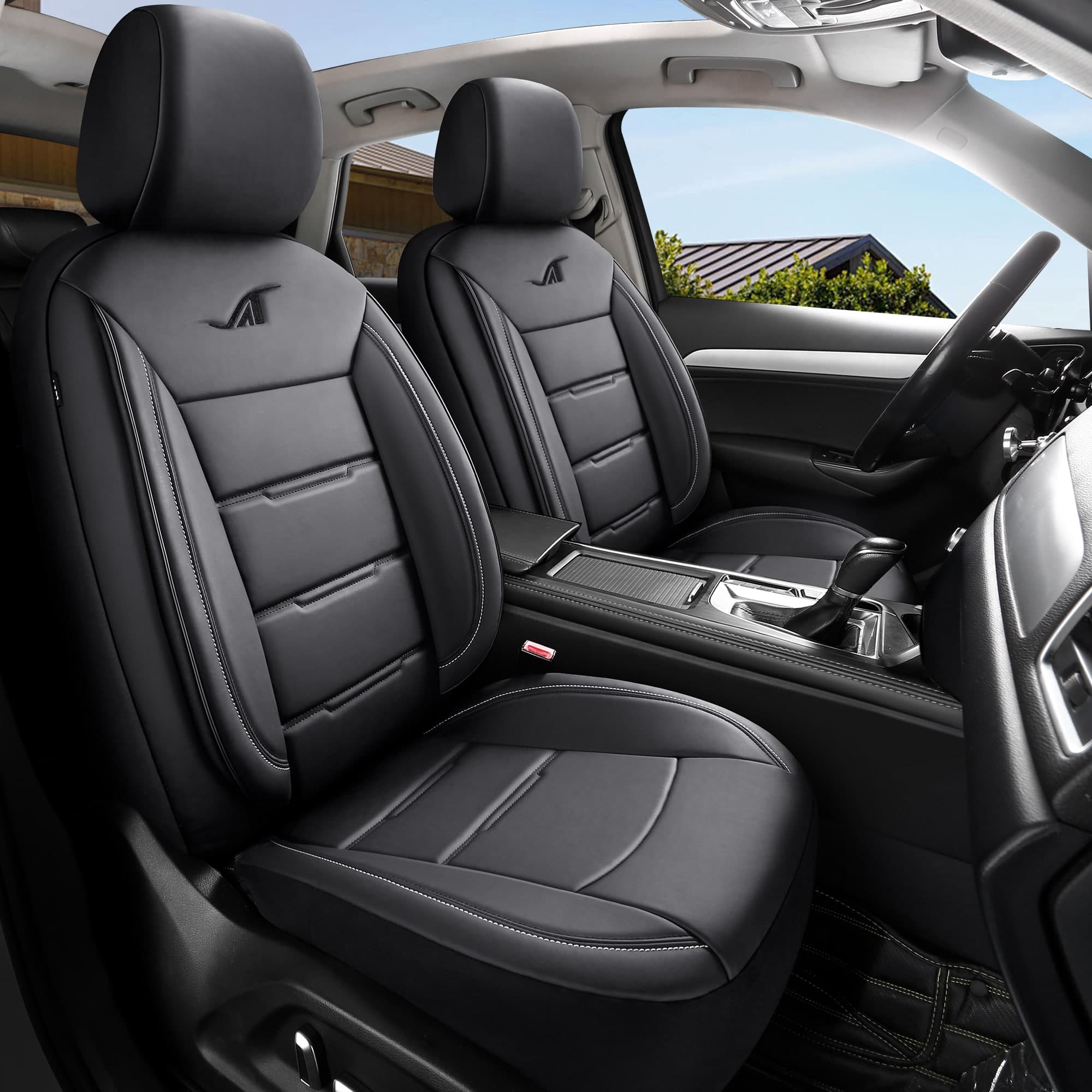 Black faux leather
