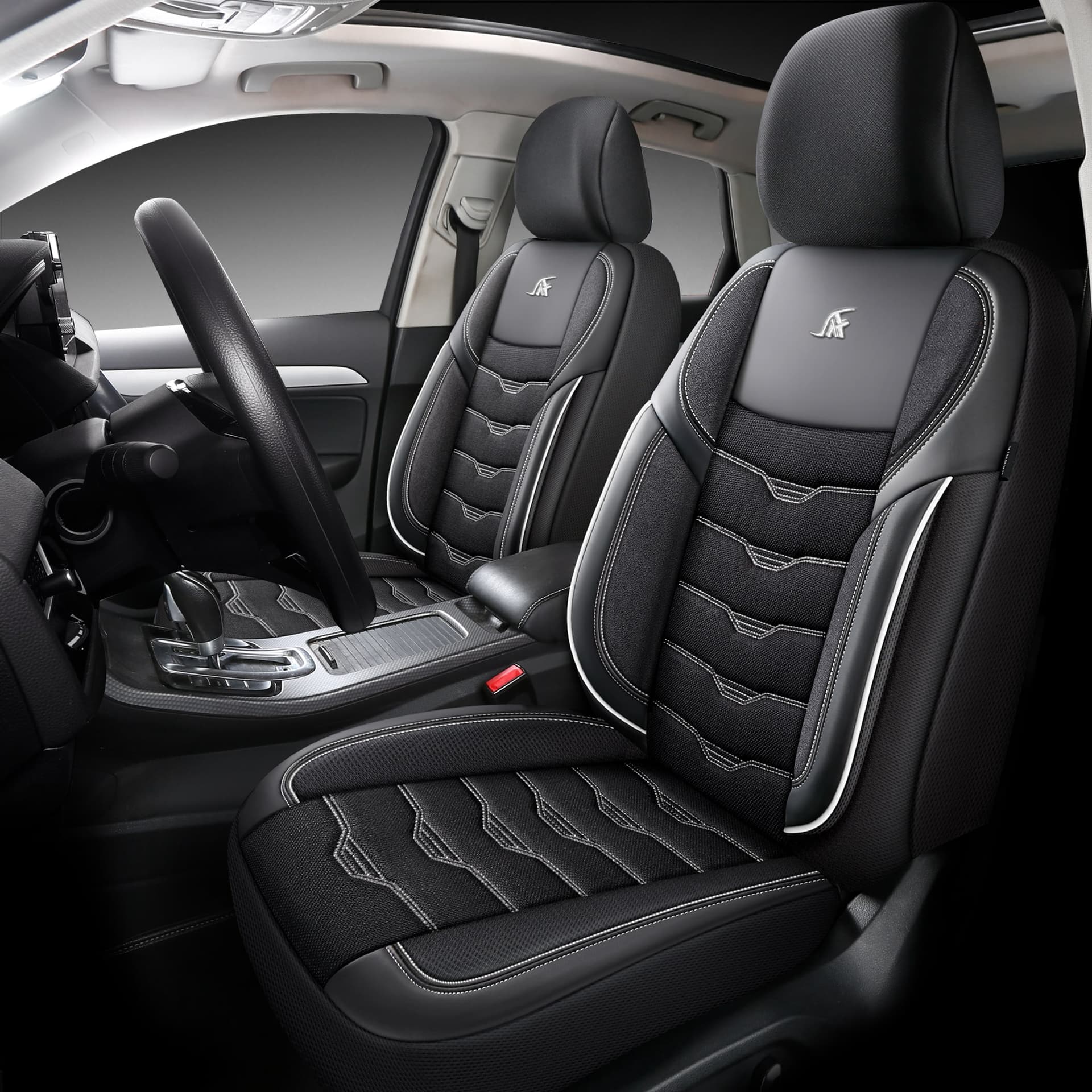 Black with white stitching