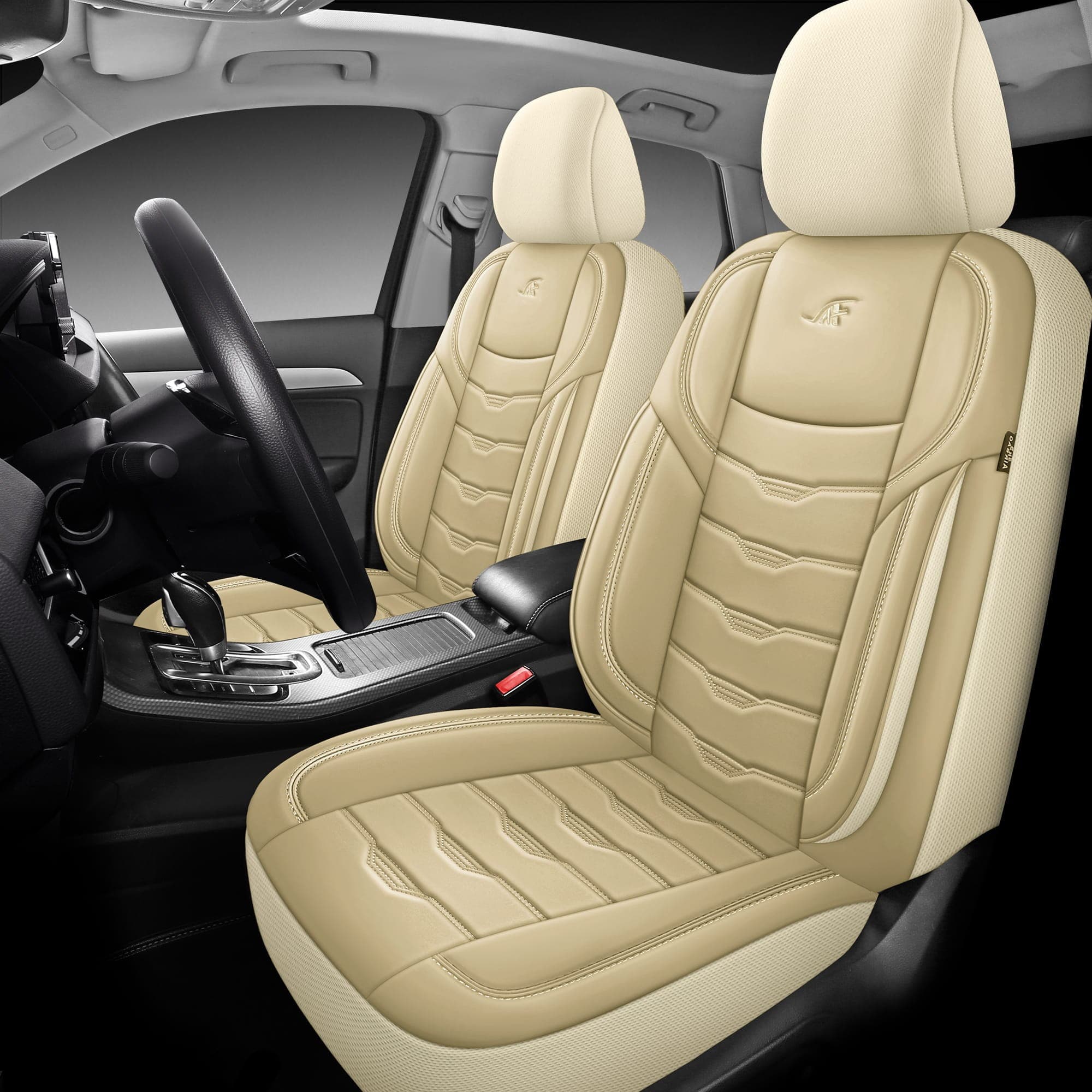 Car seat covers for BMW 4 serie F32 | Complete set of front seats | AID Series – Beige/faux leather