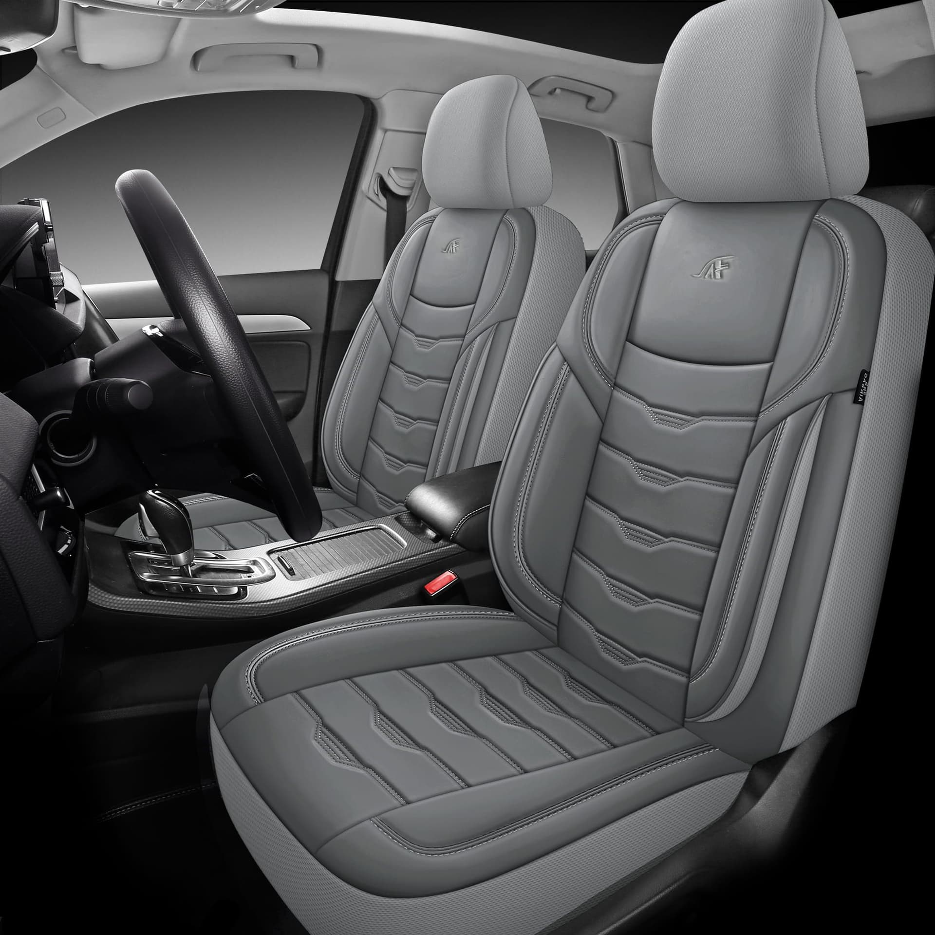 Car seat covers for Volkswagen Passat CC | Complete set of front seats | AID Series – Grey faux leather