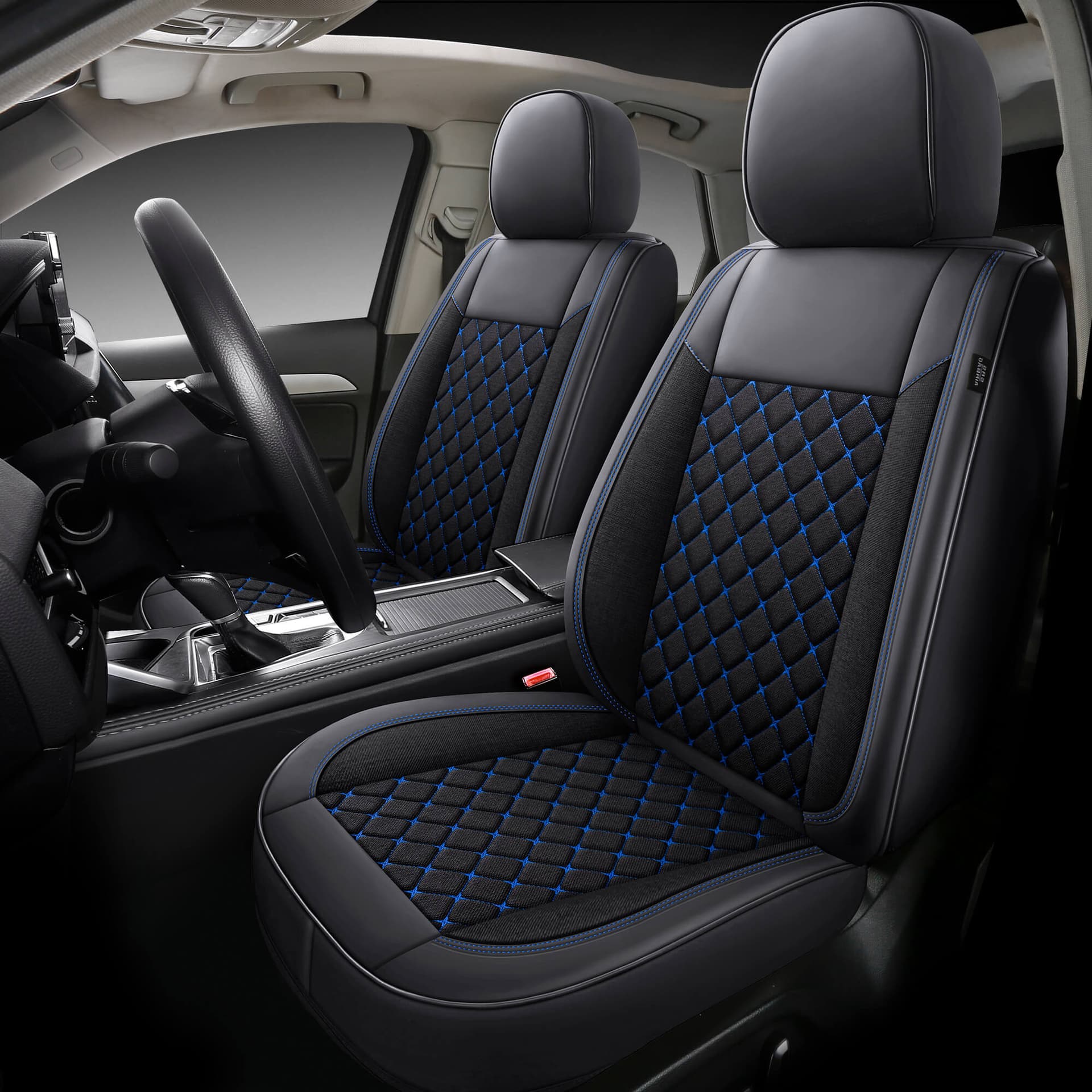 Black with blue stitching