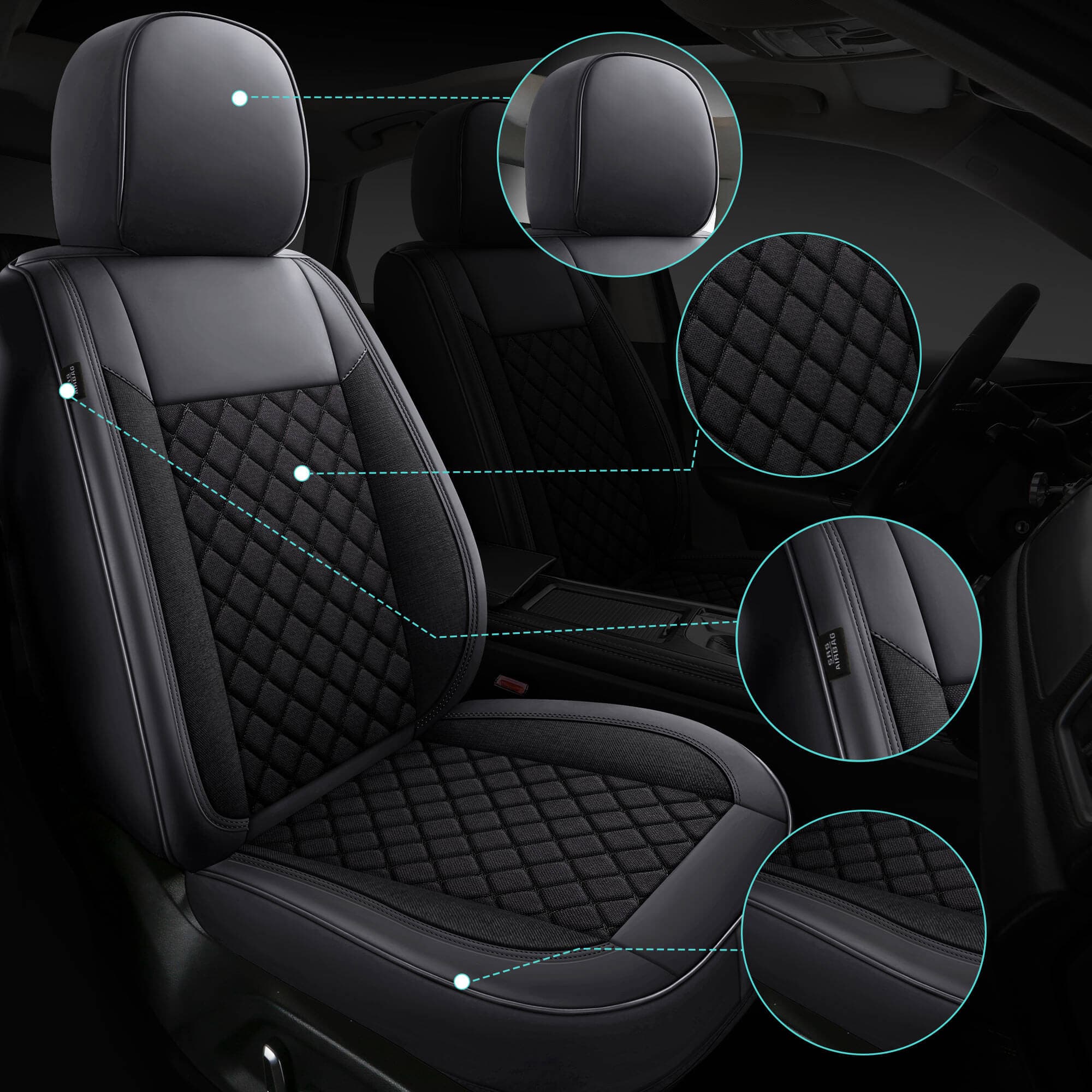 Car seat covers for Mercedes GLS X167 | Set of 2 | High-quality faux leather (Skai) | CLS900 Series 2