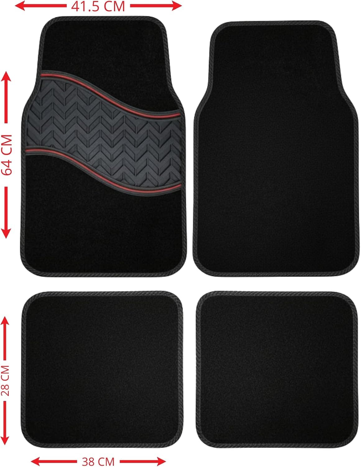 Fabric car mats with rubber insert – set of 4 | T Series 6