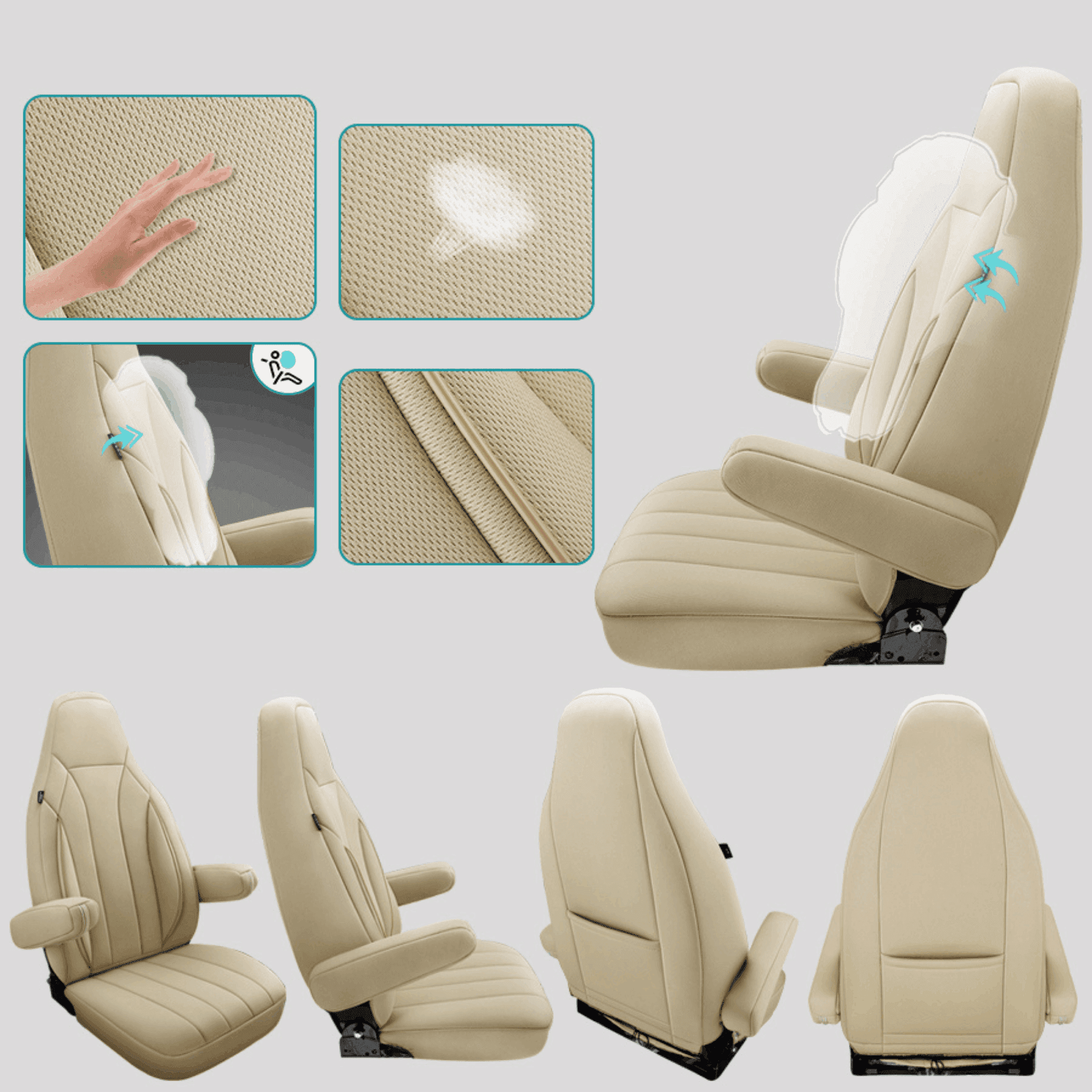 Camper stoelhoezen voor OEM Comfort/Captain | Met armleuning hoezen | Set van 2 | CIM2 Serie