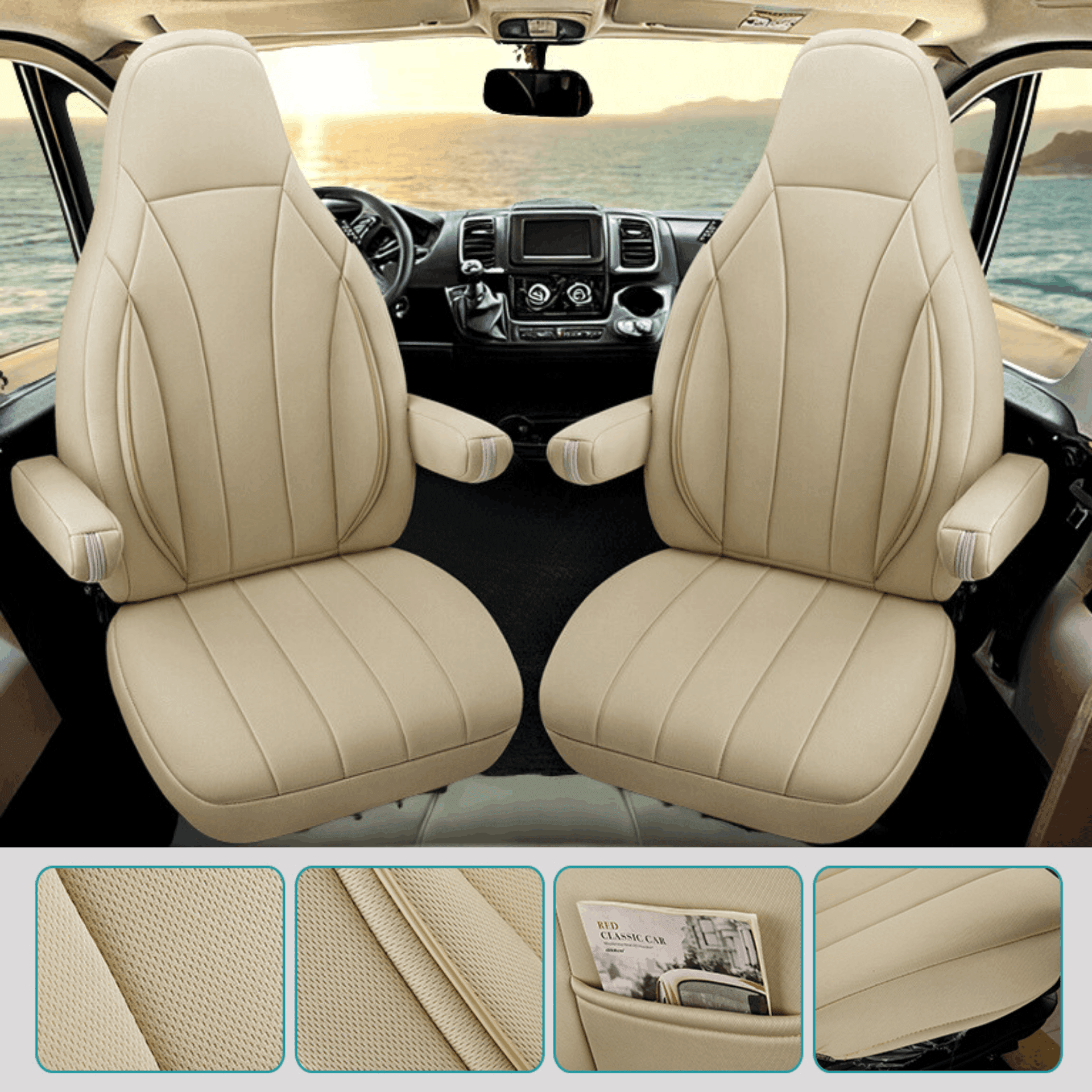 Camper stoelhoezen voor OEM Comfort/Captain | Met armleuning hoezen | Set van 2 | CIM2 Serie