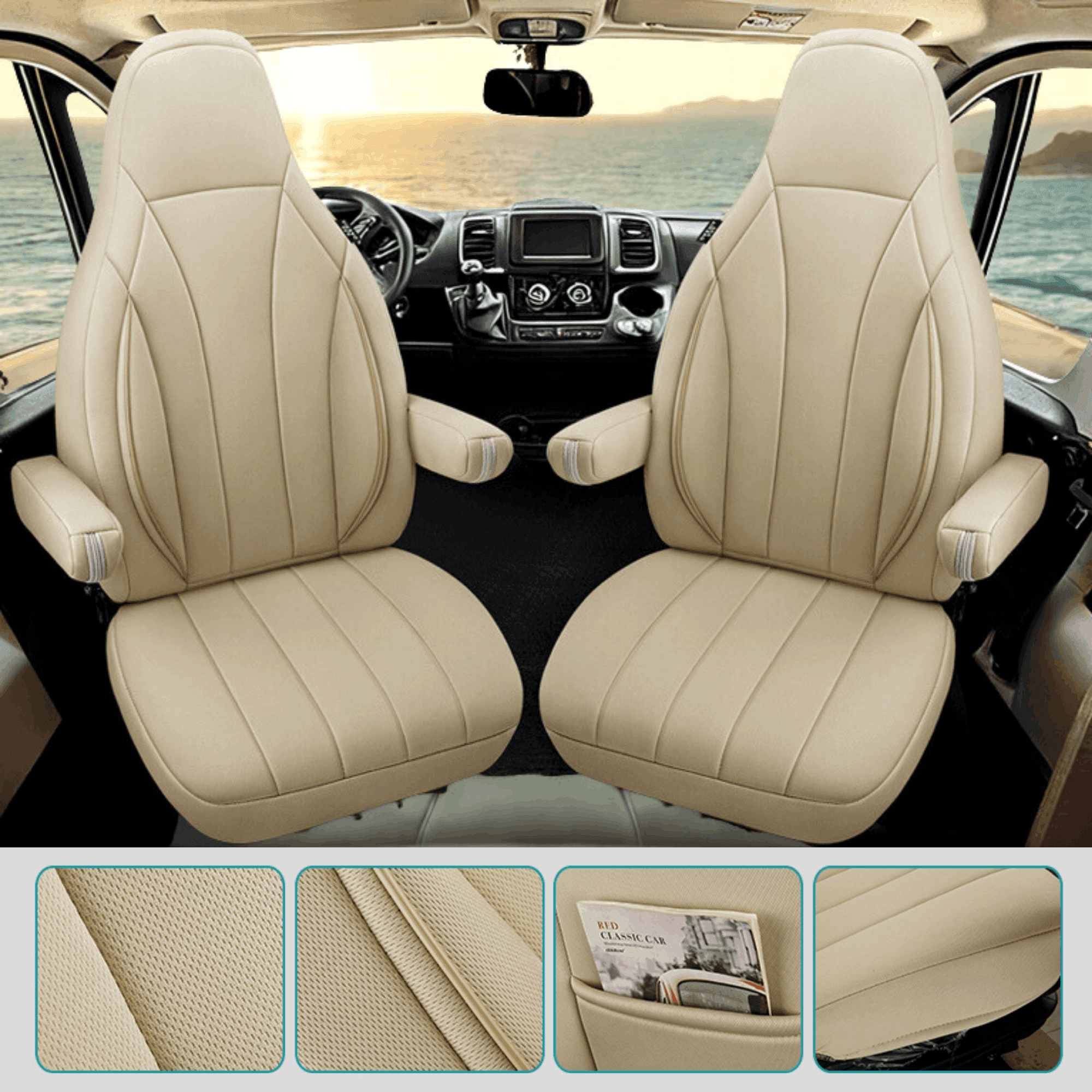 Camper stoelhoezen voor Pilote V660 | Met armleuning hoezen | Set van 2 | CIM2 Serie