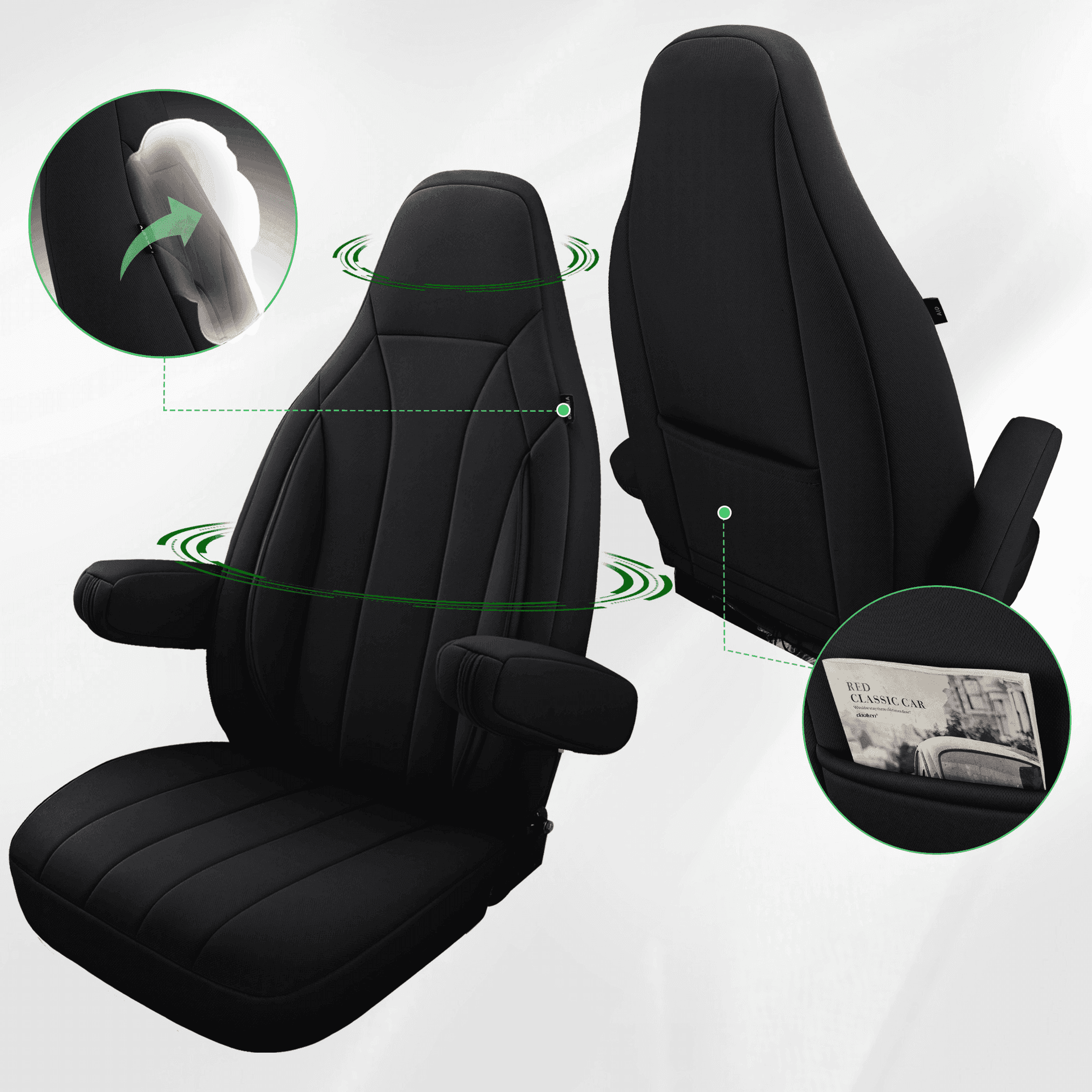 Camper stoelhoezen voor OEM Comfort/Captain | Met armleuning hoezen | Set van 2 | CIM2 Serie