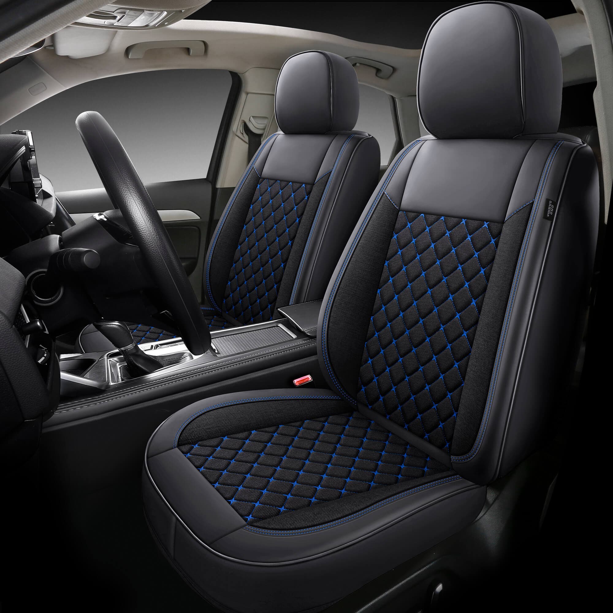 Black with blue stitching