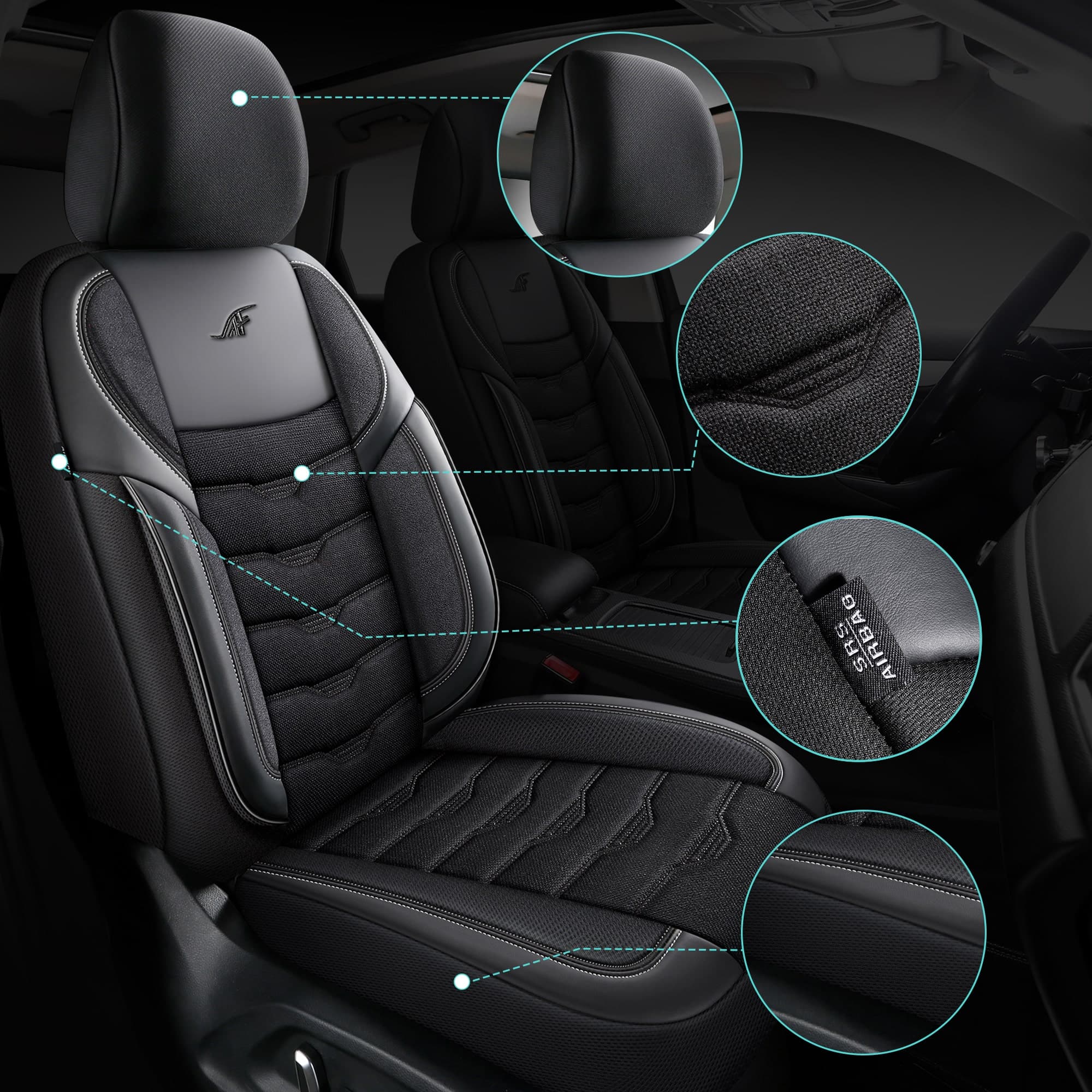 Car seat covers for Audi A6 C5 | Complete set of front seats | AID Series 2