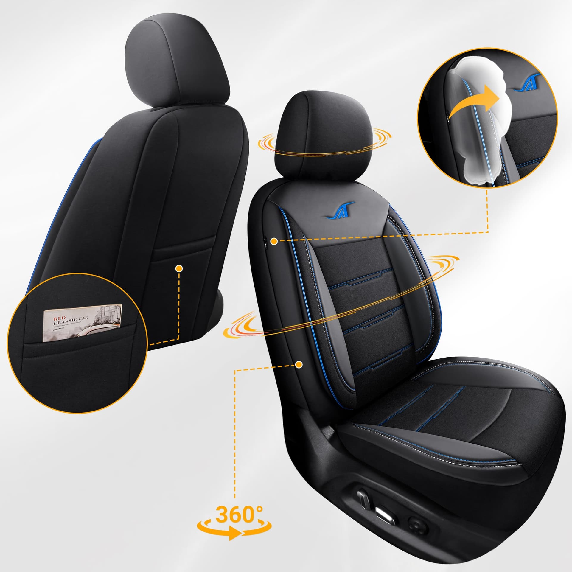 Car seat covers for Kia Picanto 1 | Complete set of front seats | AIE Series 7