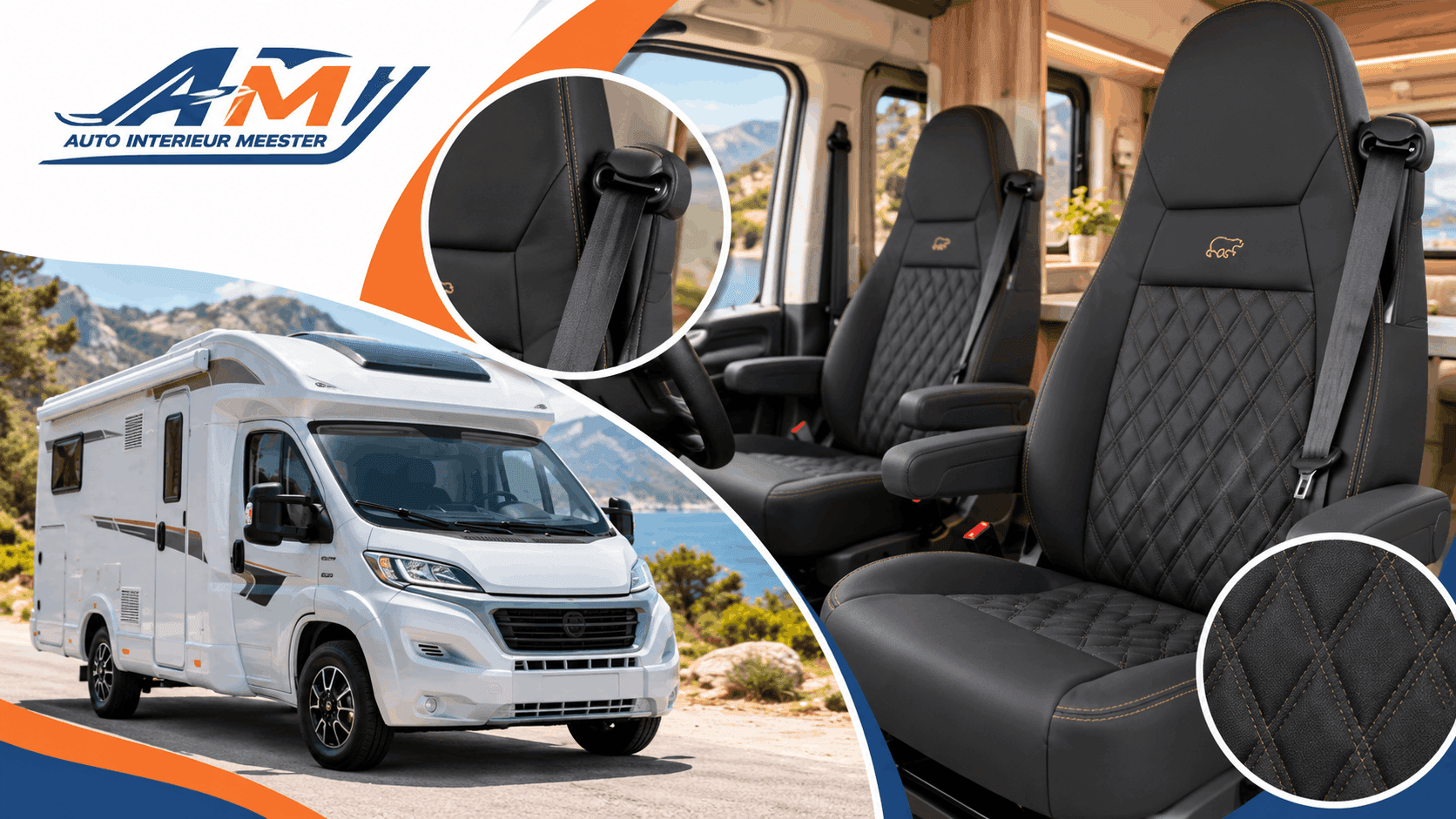 Seat covers for camper seats with integrated seat belts: practical, safe and made to measure